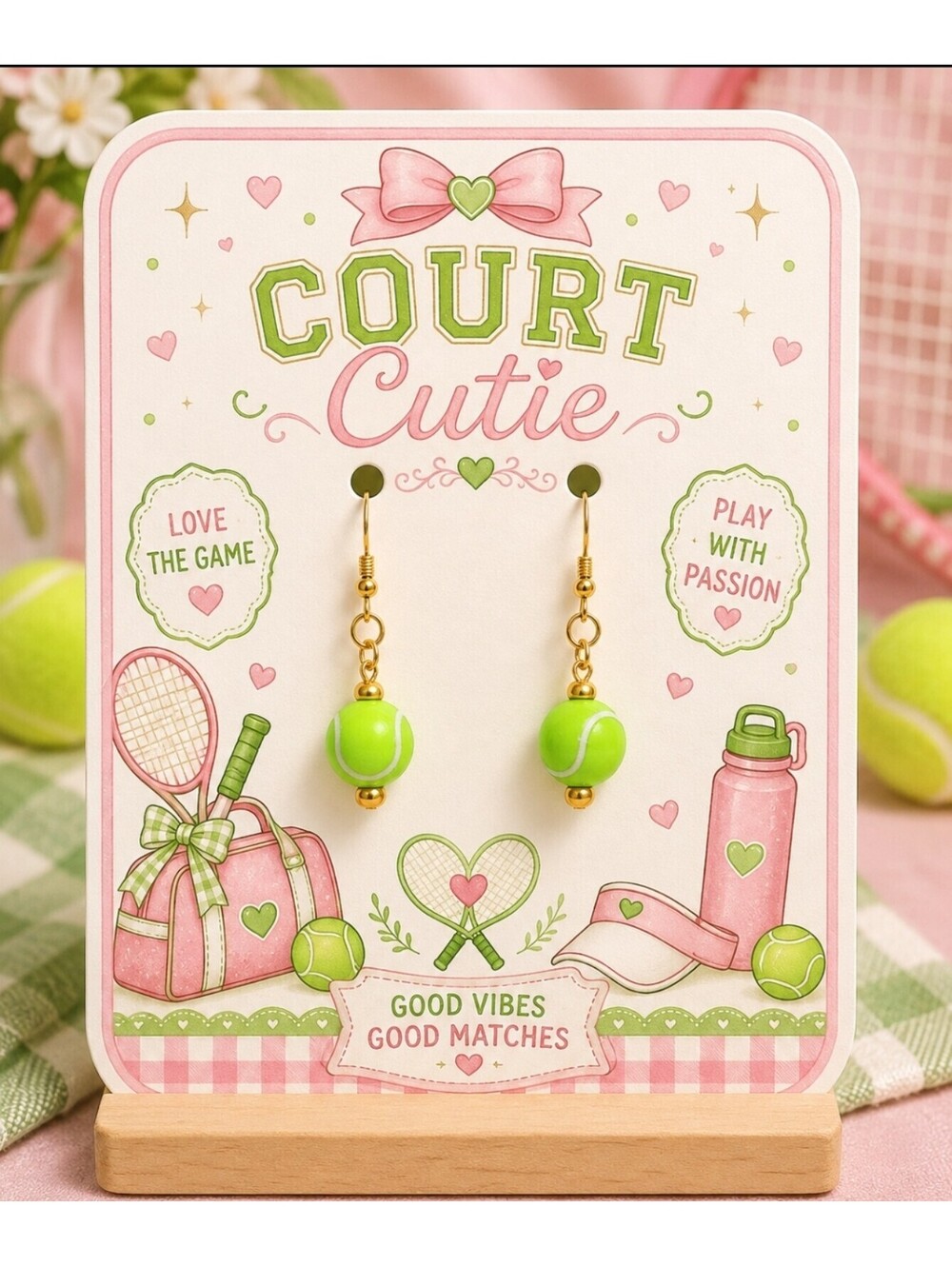 Tennis Ball Player Court Cutie Coach Gift Hypoallergenic Earrings